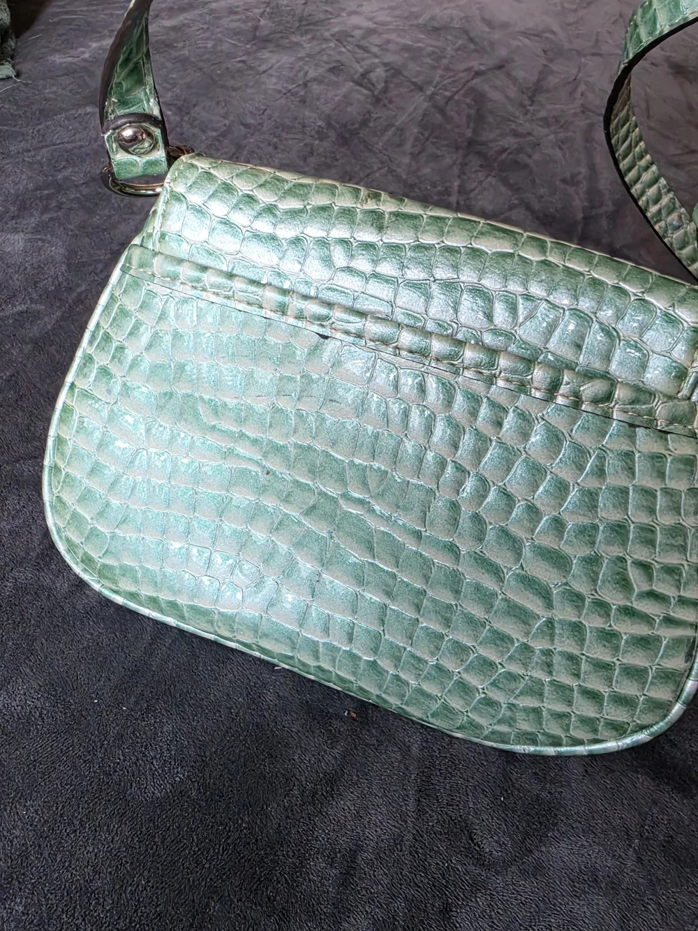 Kathy Van Zeeland Mint Green Croc-Embossed Crossbody with Card Holder